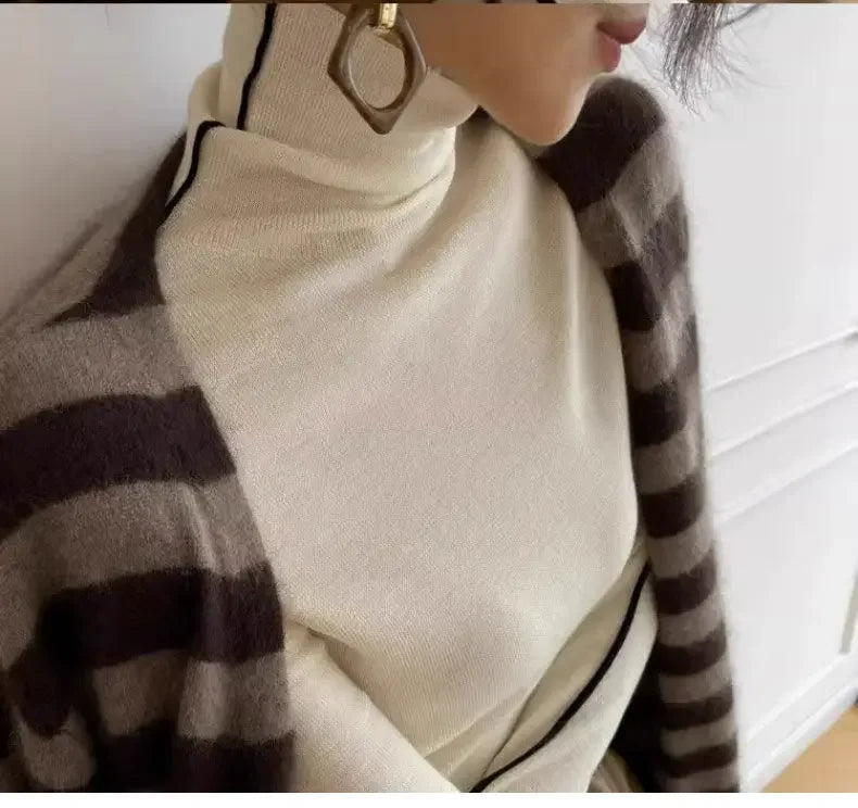 Pulôver Elegante Gola Alta Outono/Inverno