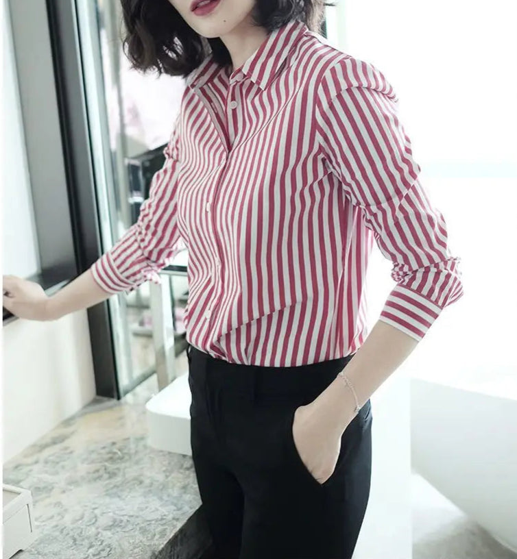 Camisa de Listras Manga Longa