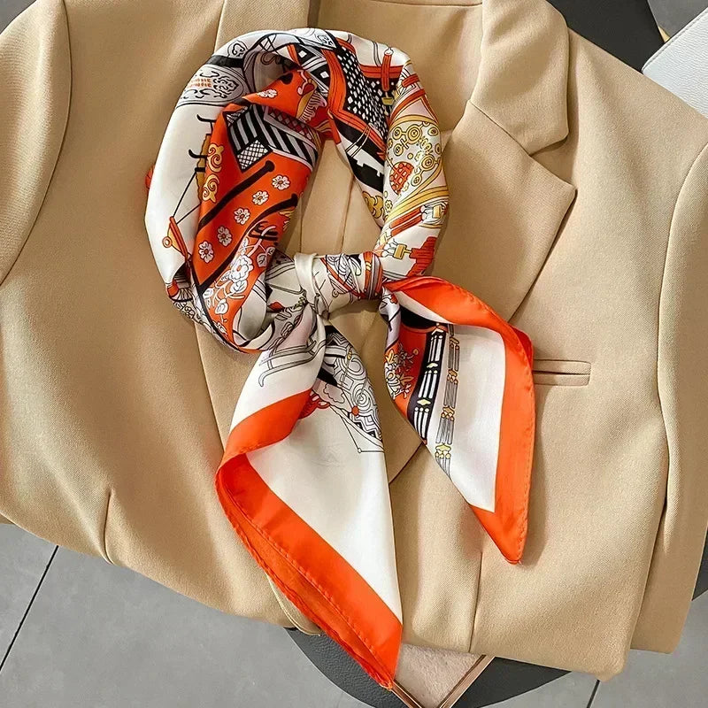Lenço Cetim de Seda com Estampado