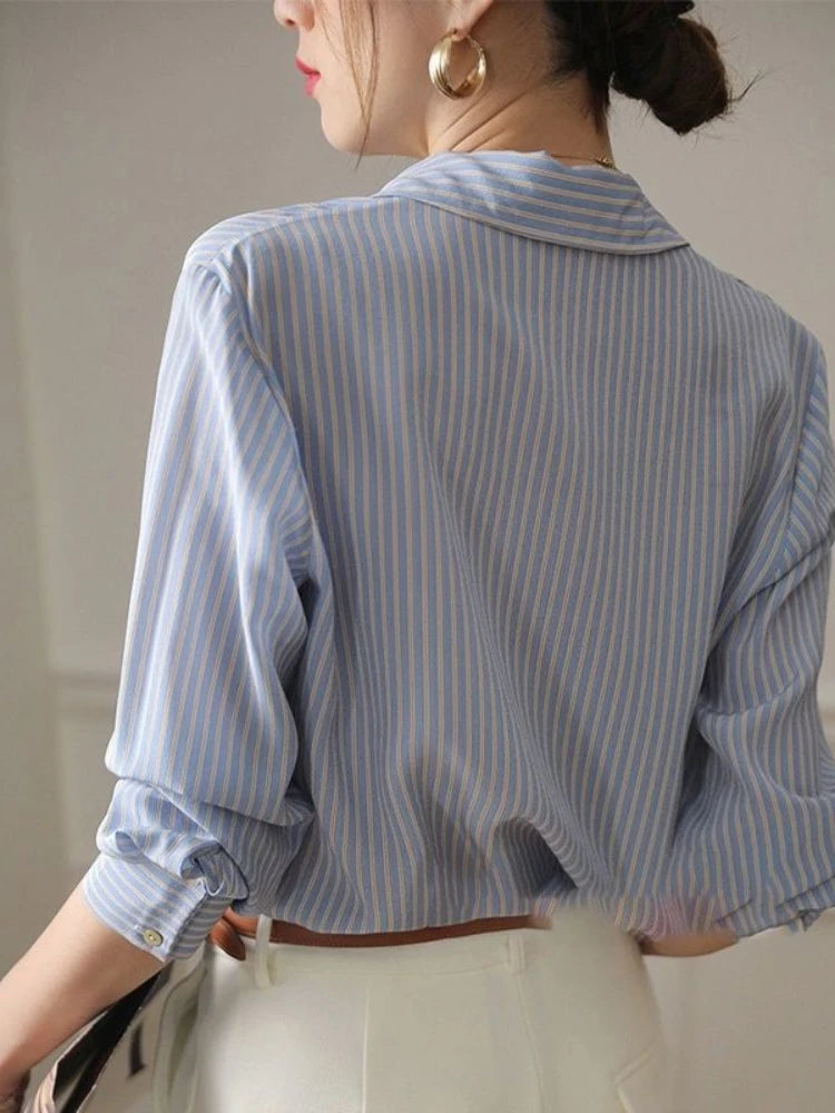 Camisa Office Lady Manga Três Quartos