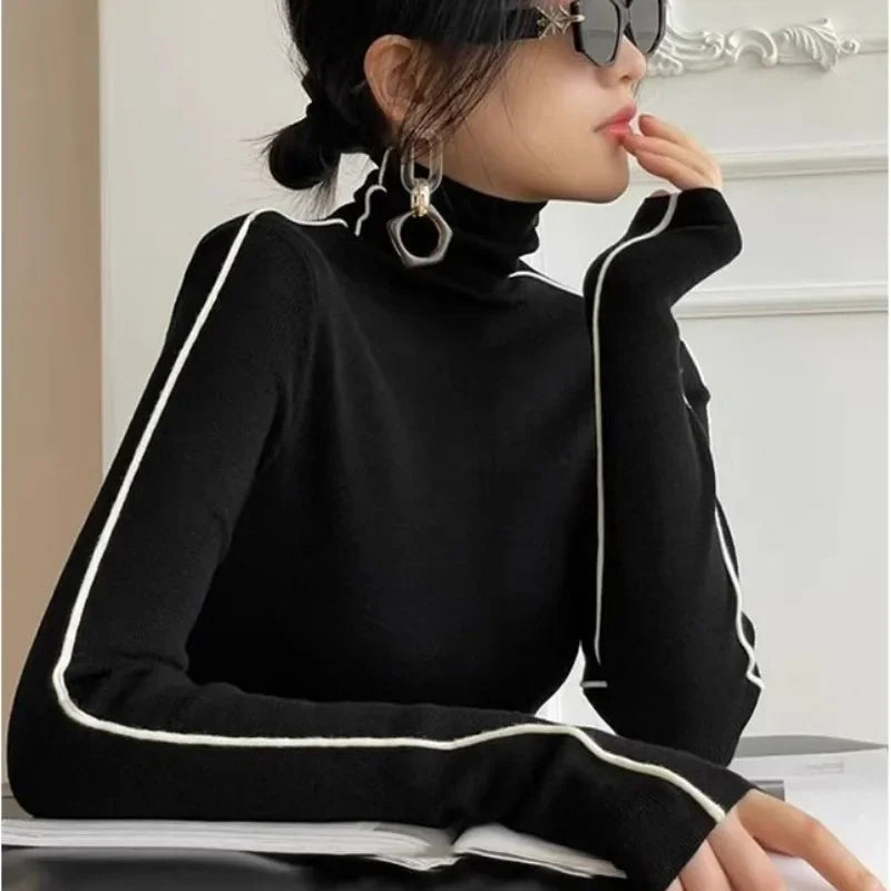 Pulôver Elegante Gola Alta Outono/Inverno