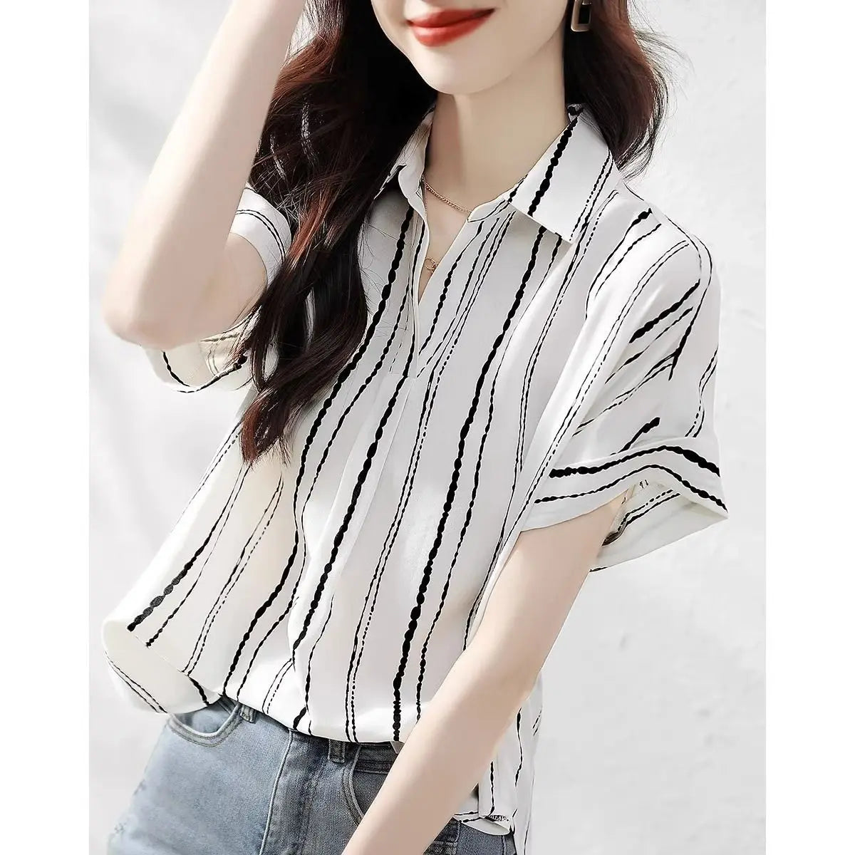 Camisa Estilo Casual Manga Curta