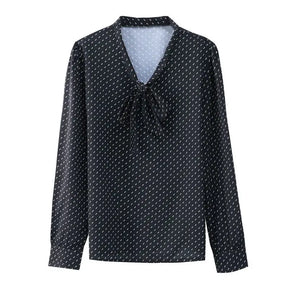 Camisa de Chiffon Com Estampa Manga Longa Pulôver