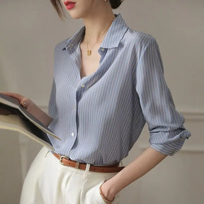 Camisa Office Lady Manga Três Quartos