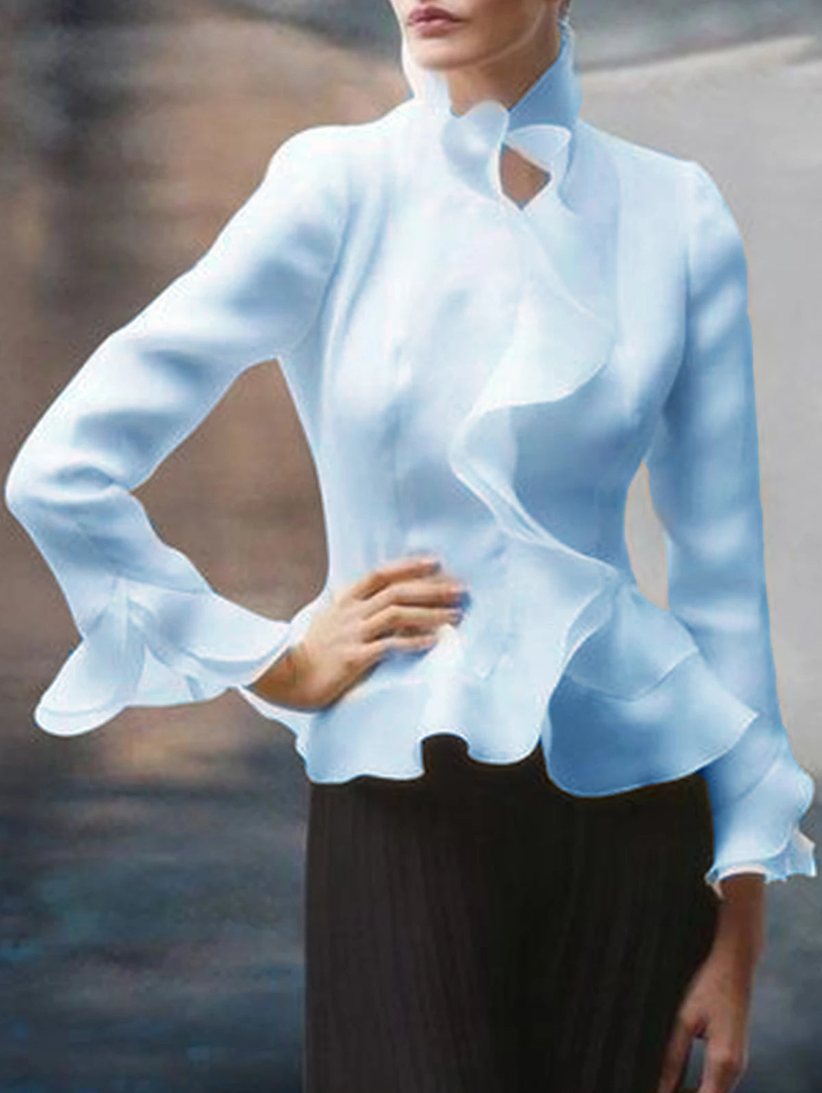 Blusa Feminina Assimétrica Manga Longa