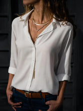 Camisa Oversize Feminina Casual de Chiffon Manga Longa