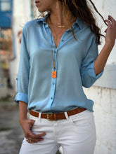 Camisa Oversize Casual de Chiffon Manga Longa