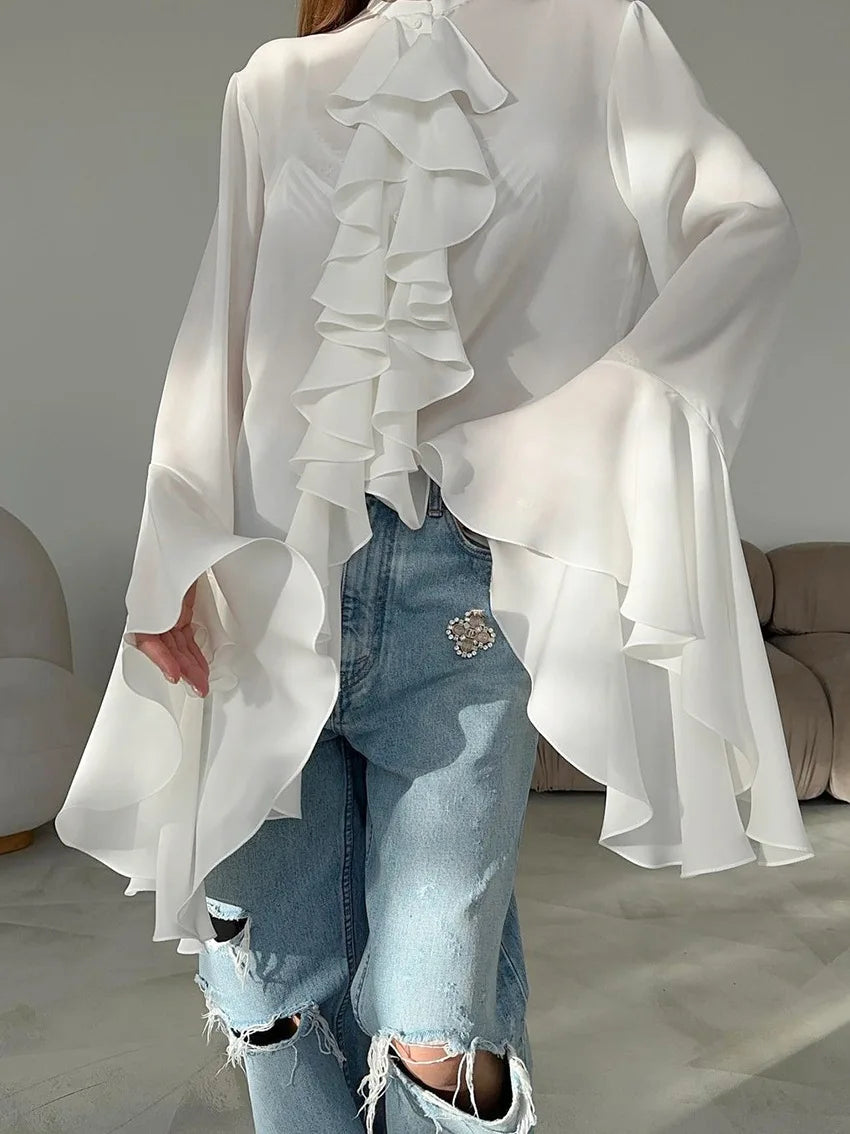Blusa Chiffon Manga Flare