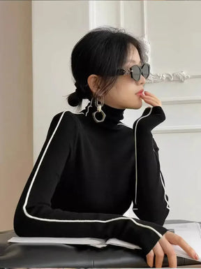 Pulôver Elegante Gola Alta Outono/Inverno