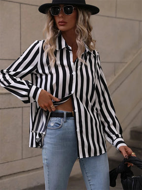 Camisas Impressão de Textura Francesa Listras