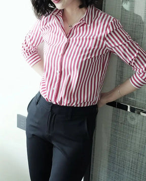 Camisa de Listras Manga Longa