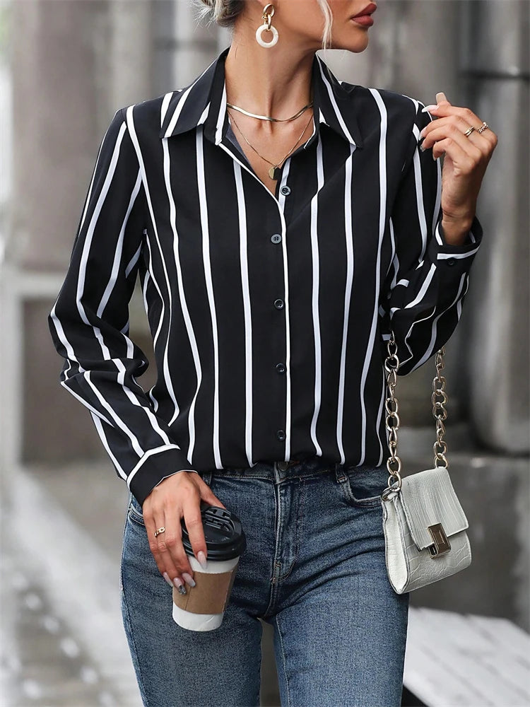 Camisas Impressão de Textura Francesa Listras