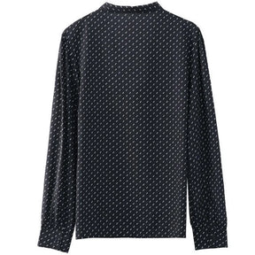 Camisa de Chiffon Com Estampa Manga Longa Pulôver