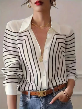 Camisas Impressão de Textura Francesa Office Lady