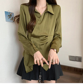 Camisa com Design Irregular na Cintura