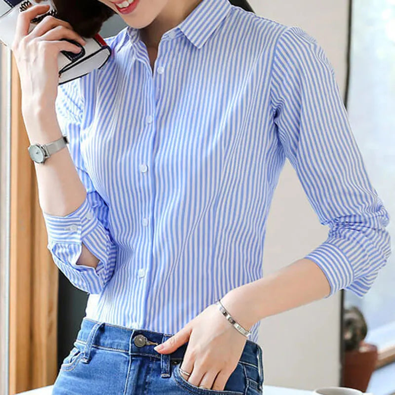 Camisa de Listras Manga Longa
