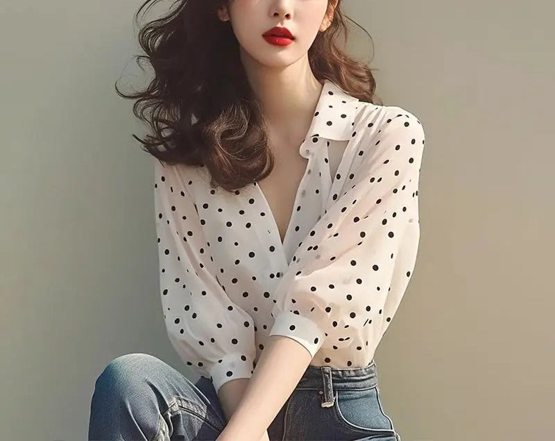 Blusa com Estampa com Manga Bufante